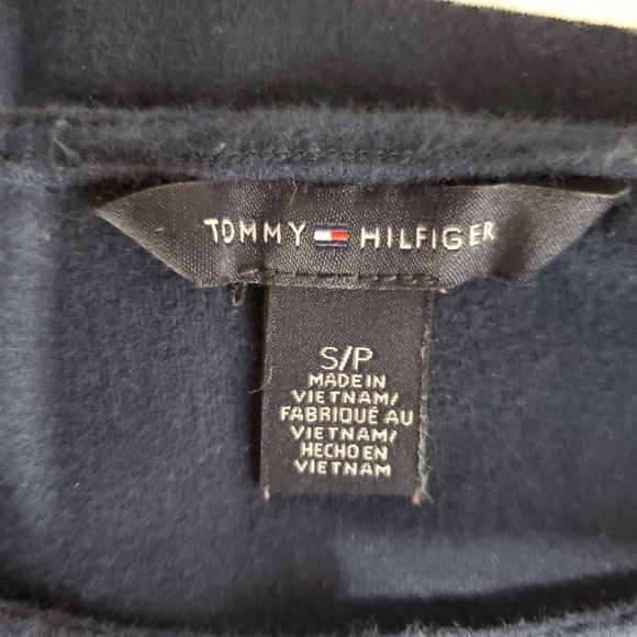 5/$25 Tommy Hilfiger Womens Knit Top S Blue White Stripes Green Sleeves K2 - Picture 5 of 5